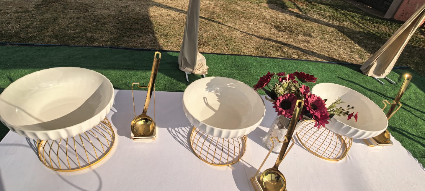 Serving bowls and display stands for catering hire