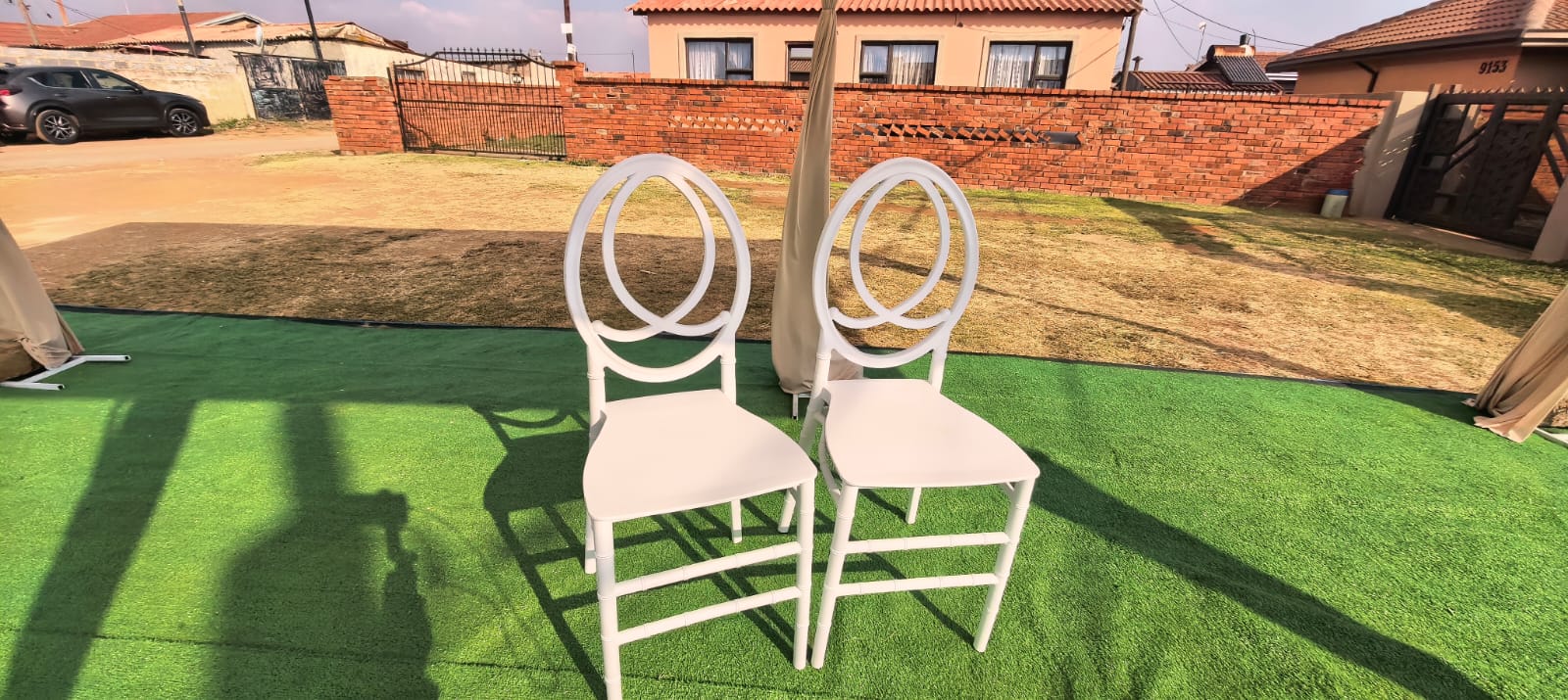White event chairs available for hire
